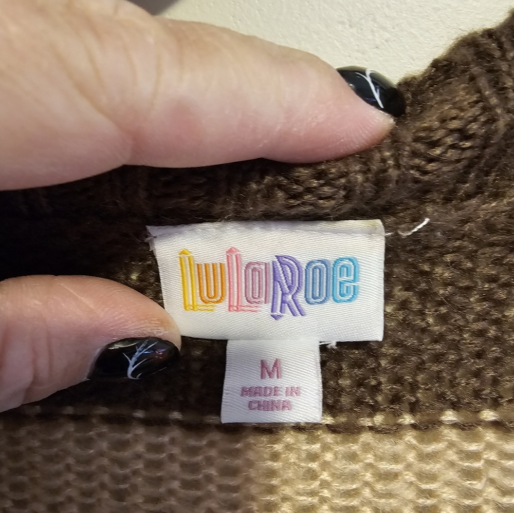 Dark and light brown M LuLaRoe cardigan. - Picture 3 of 5